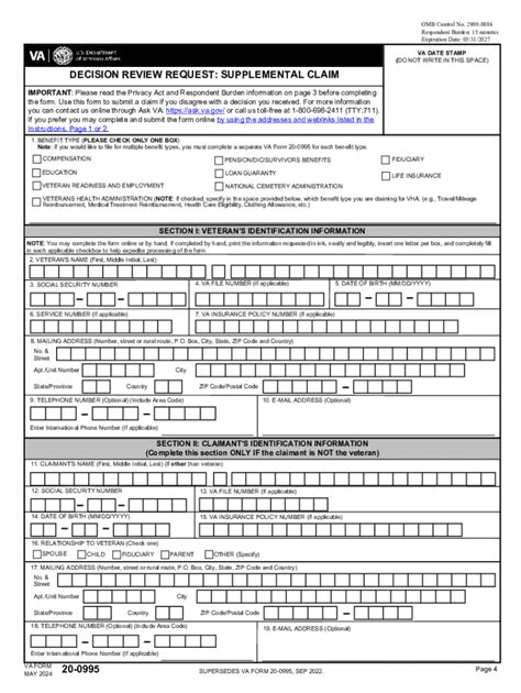 2024-2026 VA Form 20-0995 Fill Online, Printable, Fillable, Blank ...