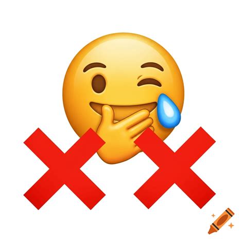 Emoji laughing and covering mouth with two red X marks on Craiyon