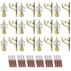 Gloxy Aluminium Double Diamond Curtain Holders for Wall – Gold Antique ...