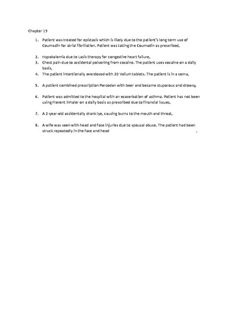Chapter 19 - Practice Questions on Patient Cases and Diagnosis - Studocu