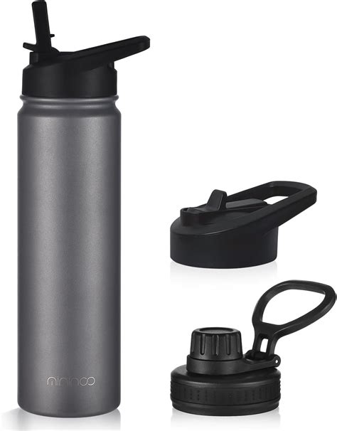 mininoo 24 oz Insulated Stainless Steel Water Bottle with Straw and Lid ...