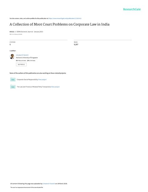 Collection of Moot Court Problems - CITATIONS 0 READS 9, 1 author: Some ...