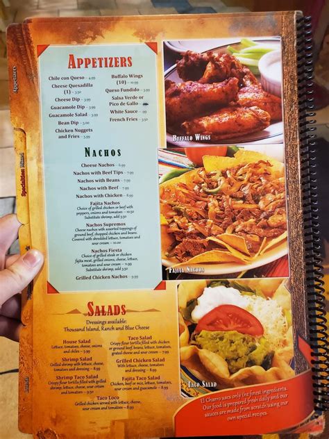 Menu at El Charro Mexican Grill restaurant, Floyd