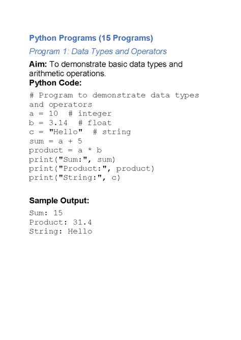 Python Programming Basics: 15 Essential Programs and SQL Queries - Studocu