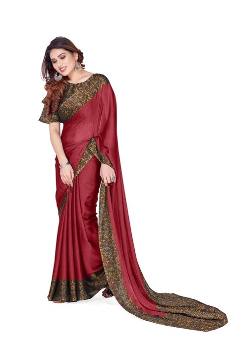 Buy MIRCHI FASHION Women's Plain Weave Chiffon Georgette Floral Border ...