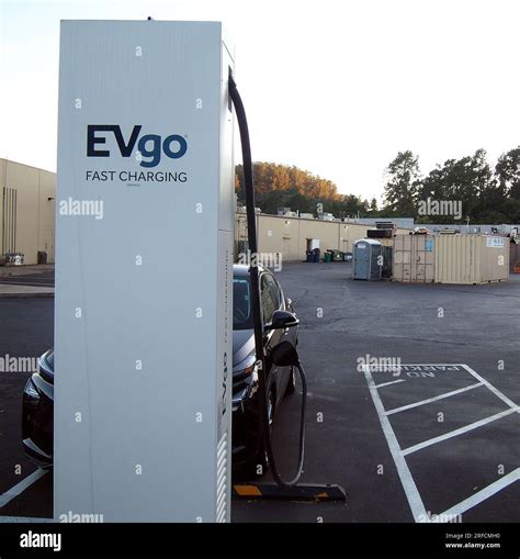 EVgo fast charging station at back of a shopping center in Salinas ...