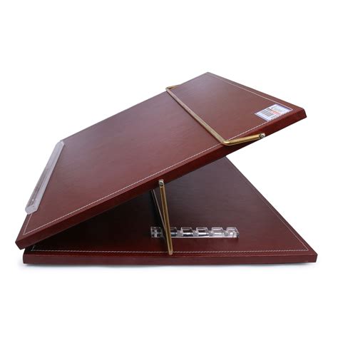 Rasper Brown Genuine Leather Writing Desk Table Top Elevator with Adju ...