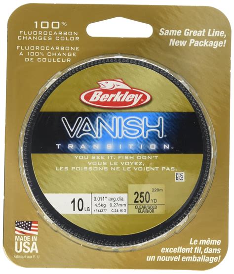 Berkley Vanish Transition Fluorocarbon 250 Yd Spool(14-Pound,Clear/Gold ...