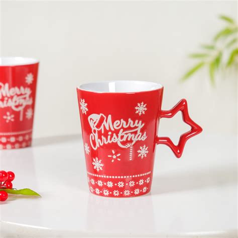 Merry Christmas Set of 4 Cups With Star Handle Red 300ml Online ...