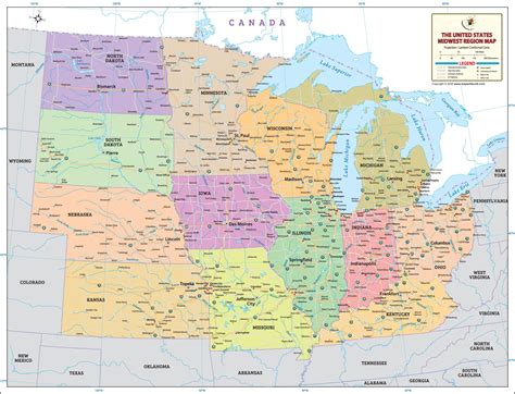 Midwest United States Map With Capitals