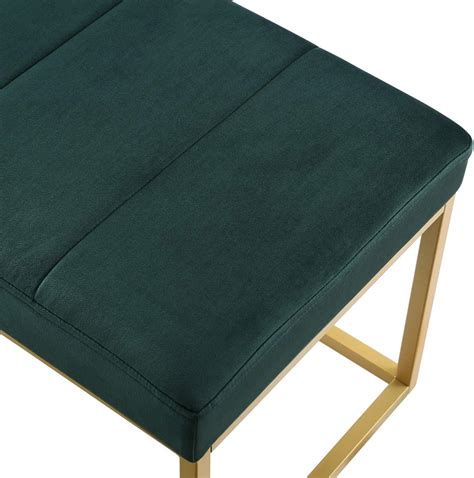 Buy 24KF Jade Velvet Upholstered Tufted Channel Bench, Velvet Cushion ...