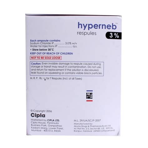 Hyperneb 3% Respules 7 x 4 ml | Uses, Side Effects, Price | Apollo Pharmacy