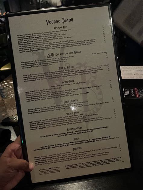 Menu at Voodoo Bayou pub & bar, Palm Beach Gardens, Lake Victoria ...
