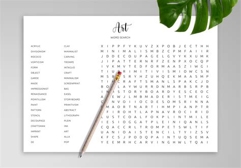 Free Printable Art Word Searches
