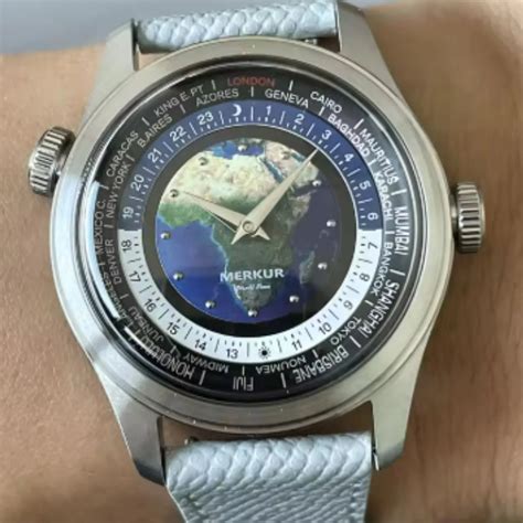 NEW MERKUR Dual Crown World casual manual mechanical watch steel watch ...