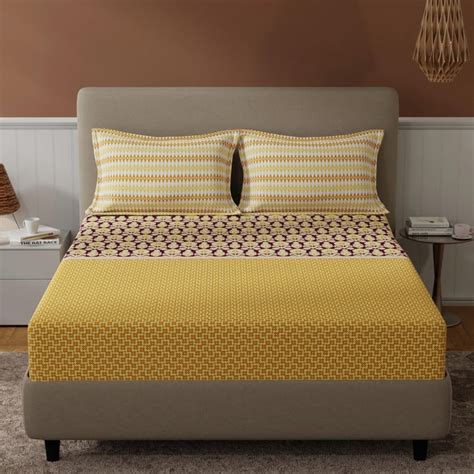 Buy BICHAUNA Amelia 120TC Ethnic Printed 3Pcs Queen Bedsheet Set from ...