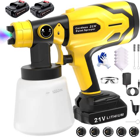Amazon.com : Cordless Paint Sprayer 21V, Battery Powered Paint Sprayer 2000mAh, Electric Paint ...