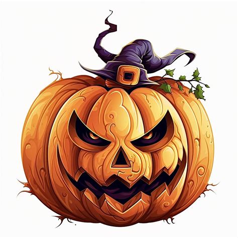 Halloween Pumpkin Clip Art with Witch Hat