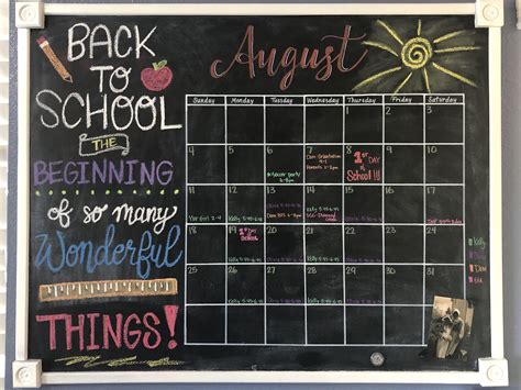 August Chalkboard Calendar - Printable Calendars AT A GLANCE