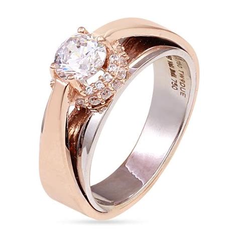 Frija Border Cubic Zirconia Studded Gold Ring