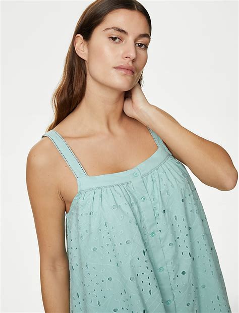 Buy Pure Cotton Broderie Chemise at Marks & Spencer