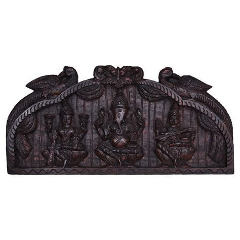 Buy THAR ARTS AND FURNITURE Wooden Lakshmi Ganesh Saraswati Panel ...