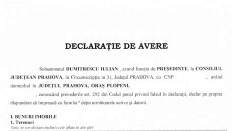 Declarația de avere a lui Iulian Dumitrescu
