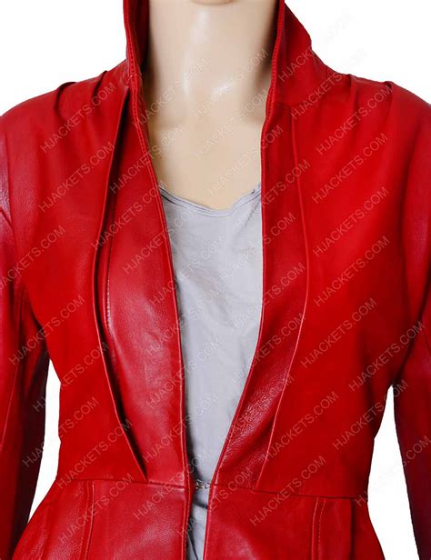 Stand Up Collar Red Jacket for Womens - Hjackets