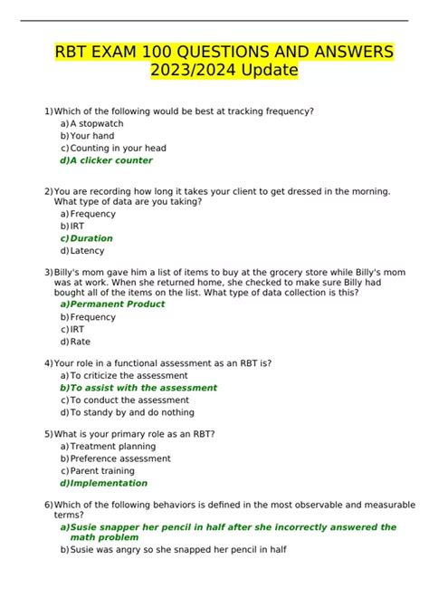 RBT EXAM 100 QUESTIONS AND ANSWERS 2023/2024 Update - Registered ...