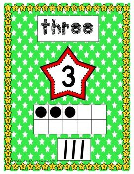 Star Themed Numbers Charts 0-10 by Kinder-Garden of Literacy | TPT