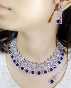 THE FASHION ERA Alloy Rhodium Blue, Silver Jewellery Set Price in India ...