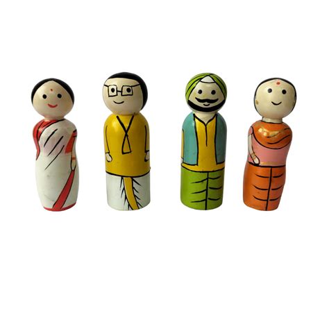 CHANNAPATNA TOYS Wooden Peg Dolls North Indian Couples Non Toxic Colors ...