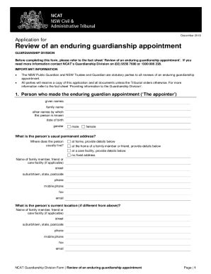 Fillable Online Review of an enduring guardianship appointment form ...