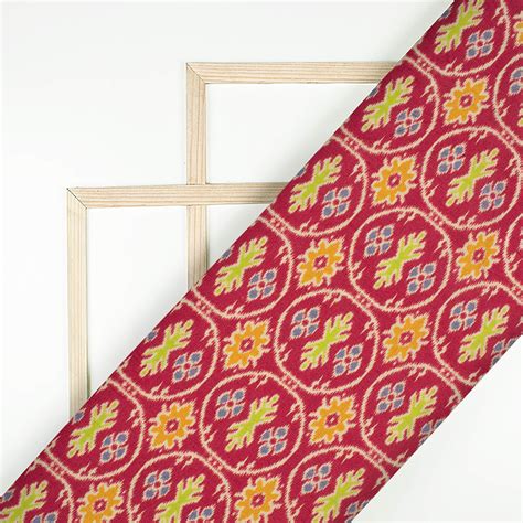 Sangria Red And Honey Yellow Patolaa Pattern Digital Print Viscose Ray ...