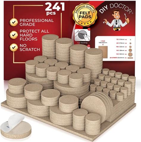 Felt Furniture Pads - 176 Pads for Furniture Feet - Thick Floor Pads in ...