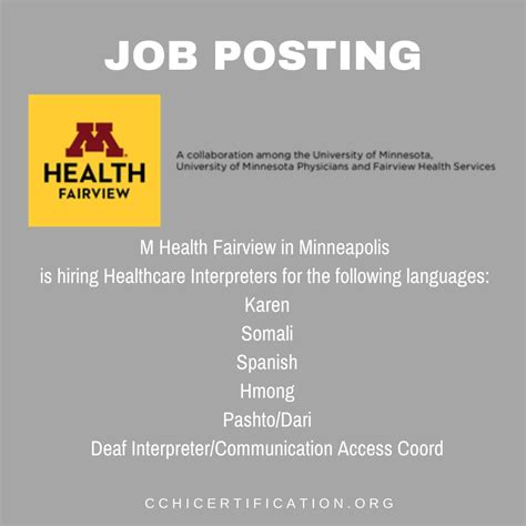 M Health Fairview in Minneapolis is hiring Healthcare Interpreters! All ...