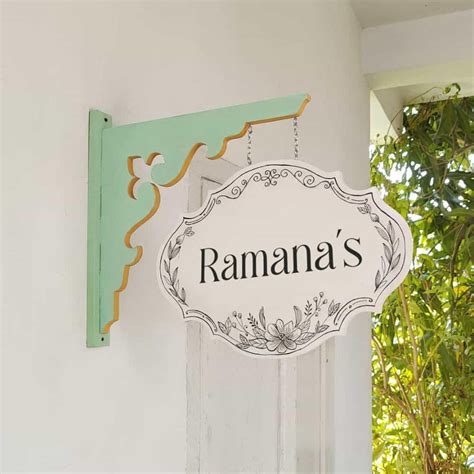 Hand-painted Hanging Name Plate - Mint Green Victorian Ivory – Housenama