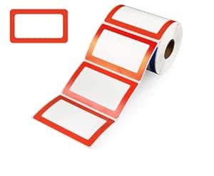 True-Ally 300 PCS Red Colored Name Tag Label Sticker, 3.x2/ 75x50 mm ...