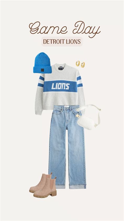 Detroit Lions NFL Football Gameday Game Day Outfit Inspo Fall Fit Super ...