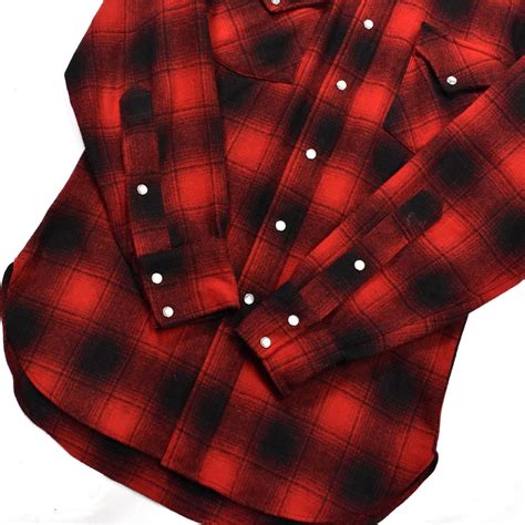 [S] 70's Pendleton Ombre Plaid Wool Western Shirt | mongos