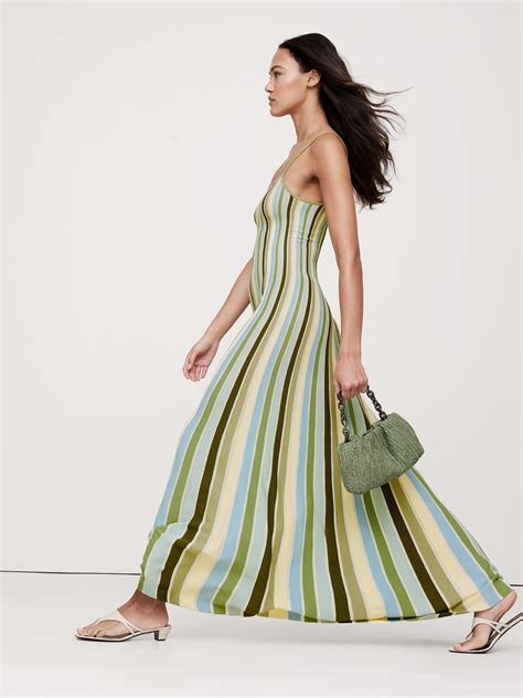 Sculpted Stripe Maxi Dress | Banana Republic