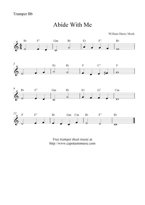 Easy Sheet Music For Beginners: Free trumpet sheet music notes, Abide ...