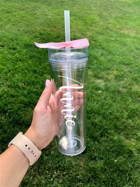Personalized Clear Tumbler with Straw - Double Walled & BPA Free ...
