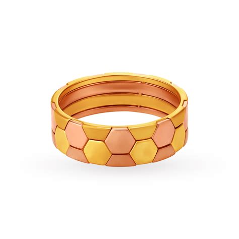 Hexagonal Ring in Yellow and Rose Gold