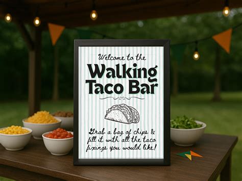 Walking Taco Bar Sign Printable – Editable Fiesta Party Decor (PDF) - Etsy