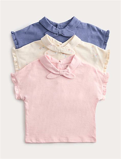 Buy 3 Pack Pure Cotton Neck Tie Tops (0-5 Yrs) at Marks & Spencer