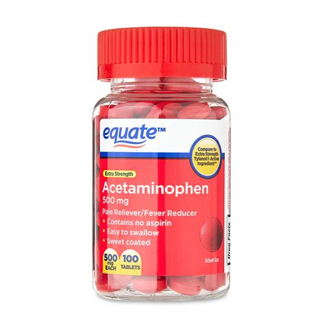Equate Extra Strength Acetaminophen Red Sweet Coated Tablets, 500 mg ...