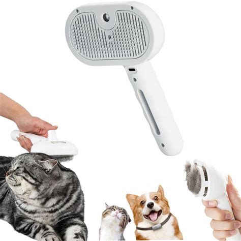 Plufura Dog Brush,Pet Grooming Brush Steamer, Spray Comb for Dogs,Steam ...