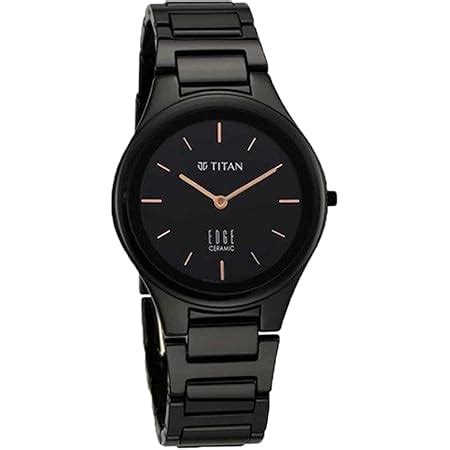 Titan Womens 34 mm Ladies Edge Ceramic Black Dial Ceramic Analogue ...