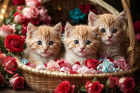 Cute Kittens Inside A Straw Basket Free Stock Photo - Public Domain ...